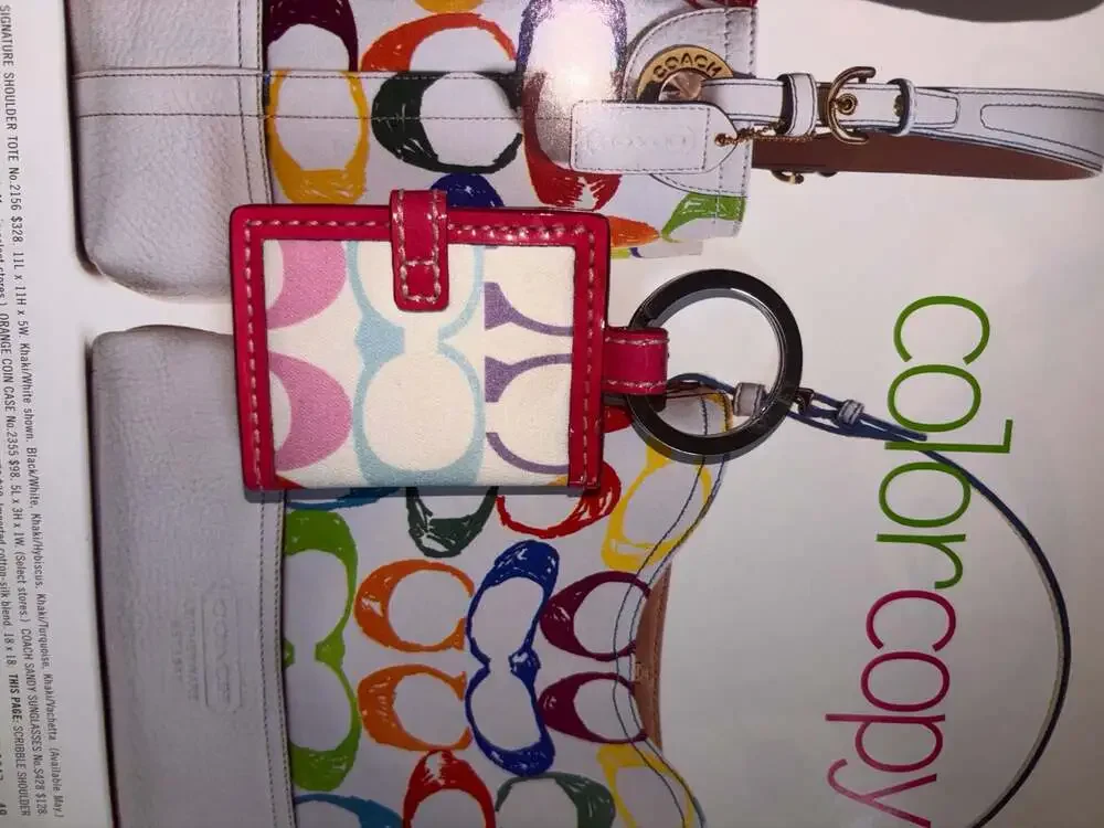 Coach Scribble Signature Multi-Color Mini Photo Frame Keychain HTF